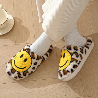 Leopard Smiley Cozy Indoor Slippers