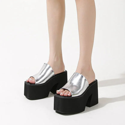 Bold Block Heel Platform Mules