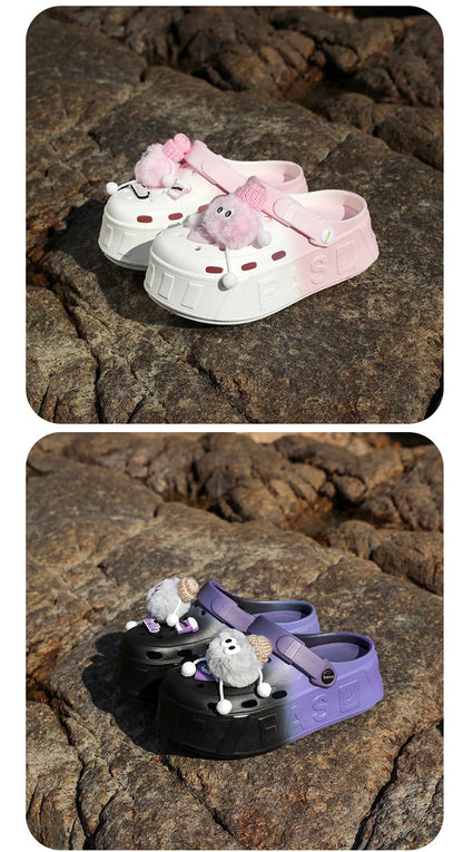 Plush Sheep Platform Clogs