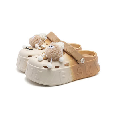 Plush Sheep Platform Clogs