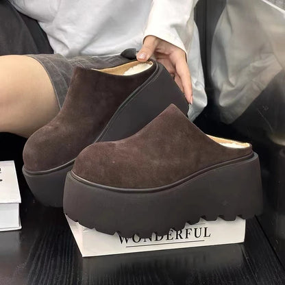 Suede Chunky Platform Mules