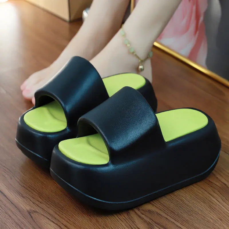 Color Block Platform Slippers