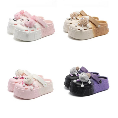 Plush Sheep Platform Clogs
