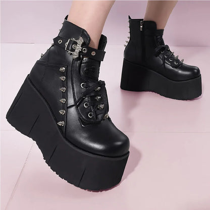 Gothic Rivet Platform Boots