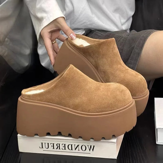 Suede Chunky Platform Mules