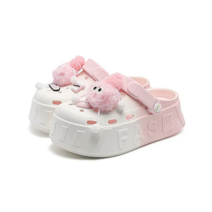 Plush Sheep Platform Clogs