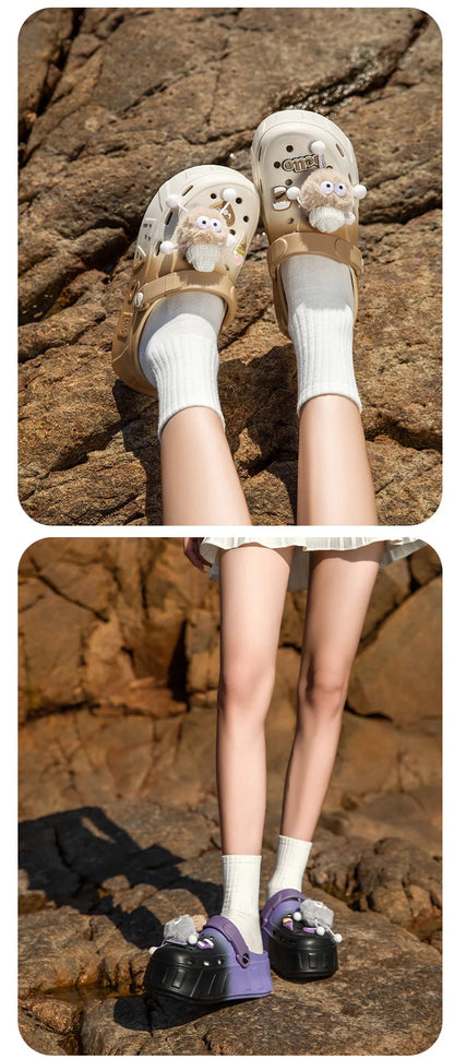 Plush Sheep Platform Clogs