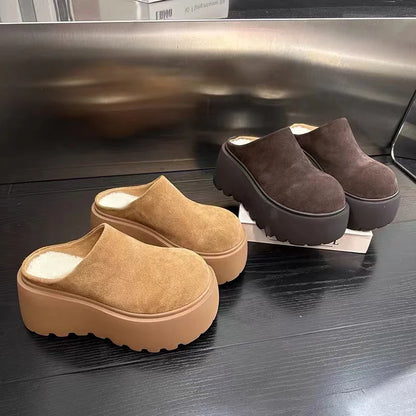 Suede Chunky Platform Mules