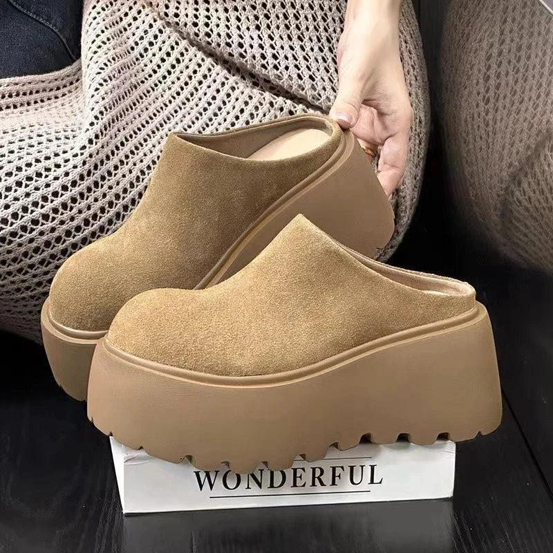 Suede Chunky Platform Mules