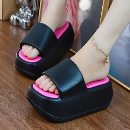 Color Block Platform Slippers