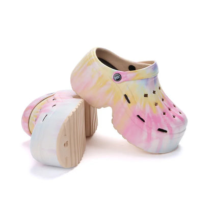 Snake Print Platform Clogs