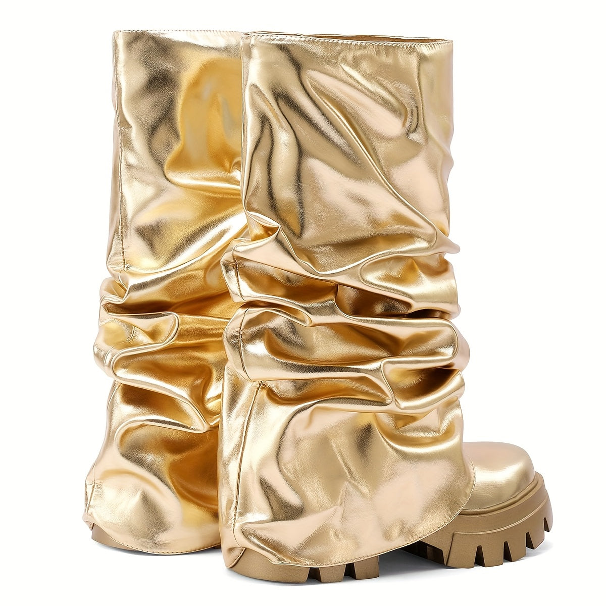 Metallic Slouchy Platform Boots