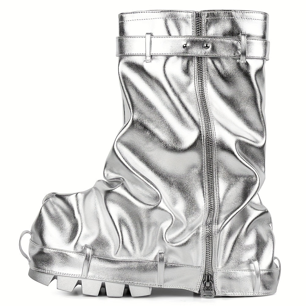 Metallic Slouchy Platform Boots