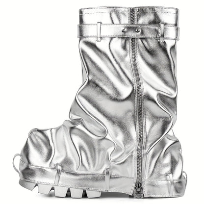 Metallic Slouchy Platform Boots