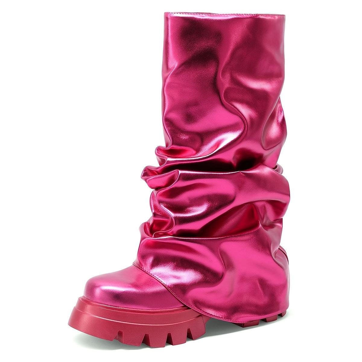 Metallic Slouchy Platform Boots