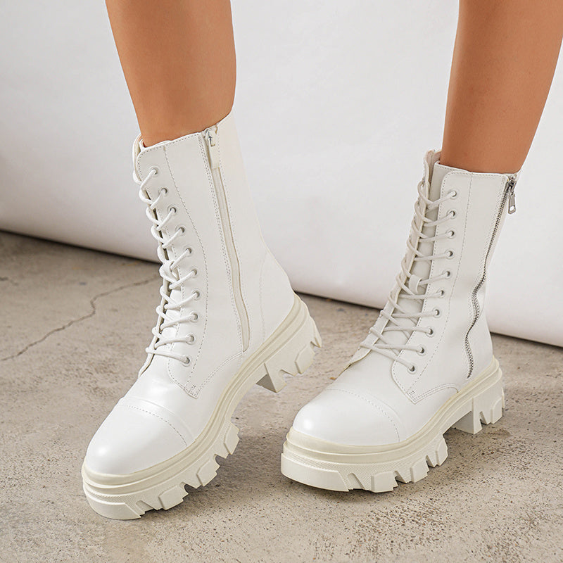 Glossy Combat Platform Boots