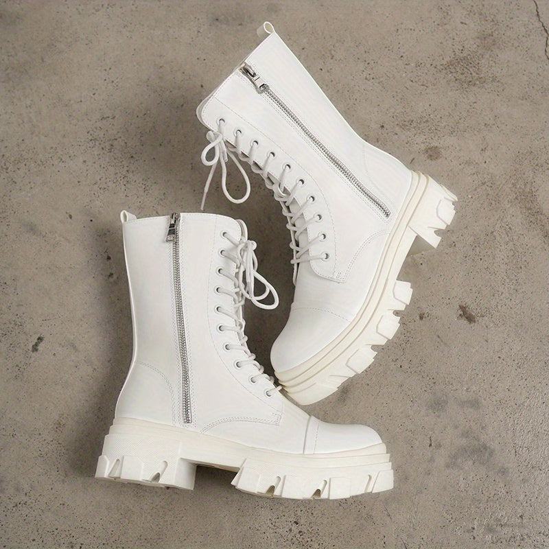 Glossy Combat Platform Boots