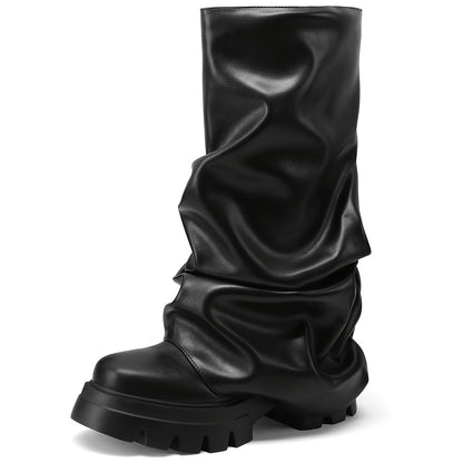 Metallic Slouchy Platform Boots