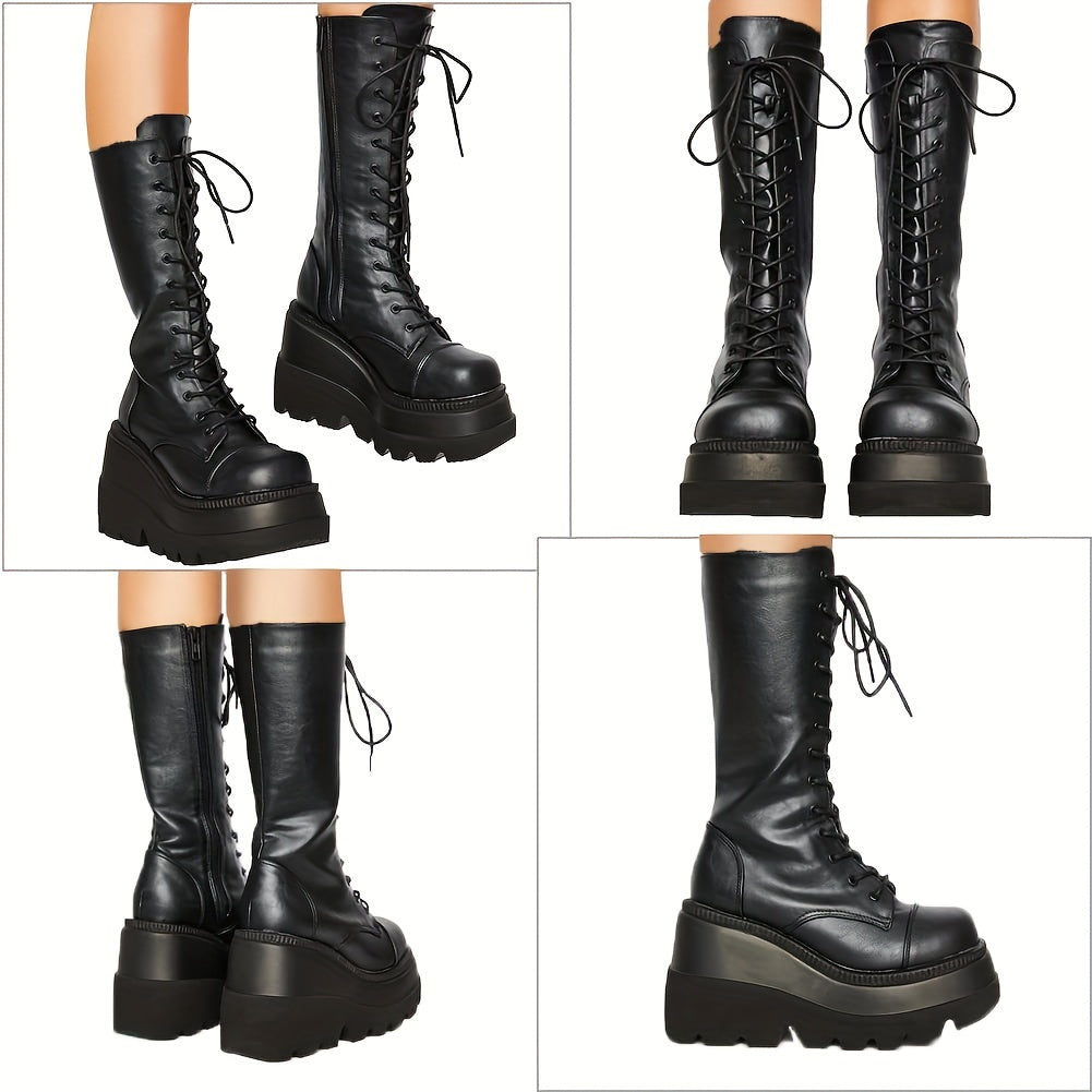 Minimalist Platform Lace-Up Boots