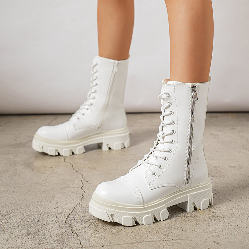 Glossy Combat Platform Boots