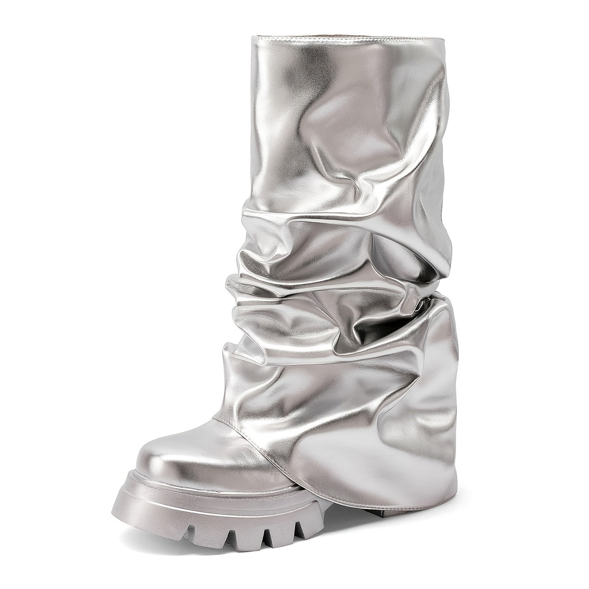 Metallic Slouchy Platform Boots