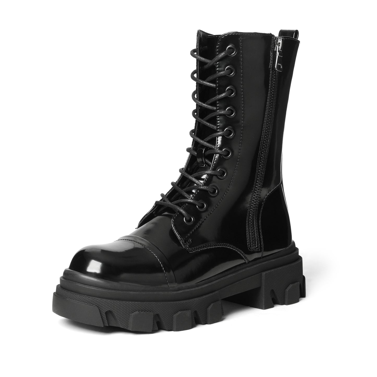 Glossy Combat Platform Boots