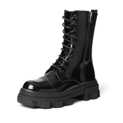 Glossy Combat Platform Boots
